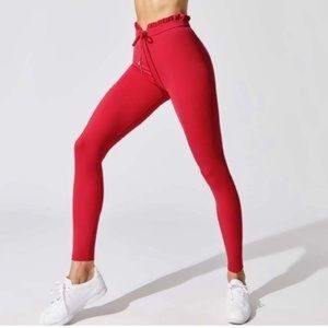 Celestine black ruffle waist leggings